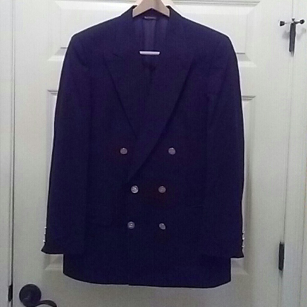 Mens double breasted navy jacket.